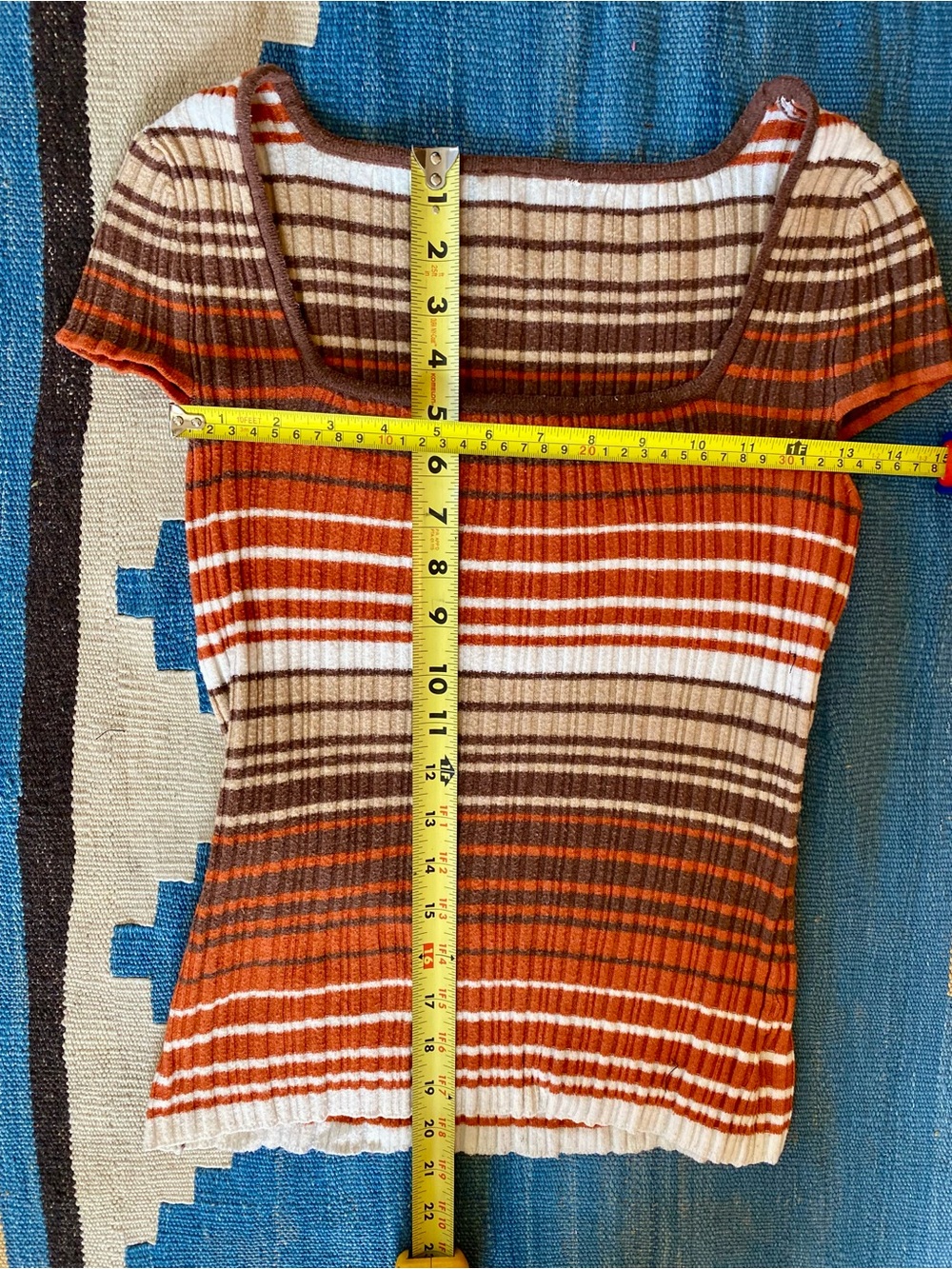 Striped Ribbed Square-Neck Top - Picture 2 of 3